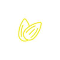 eps10 amarelo vetor amêndoa ou ícone de arte de linha abstrata de feijão isolado no fundo branco. símbolo de contorno de porca em um estilo moderno simples e moderno para o design do seu site, logotipo e aplicativo móvel