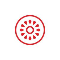 ícone de kiwi vector vermelho eps10 isolado no fundo branco. símbolo de contorno de meia seção transversal de groselha chinesa em um estilo moderno simples e moderno para o design do site, logotipo e celular