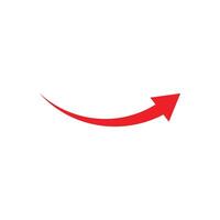 ícone de seta curvada ou direcional do vetor vermelho eps10 isolado no fundo branco. símbolo de seta indicada ou de ponteiro em um estilo moderno simples e moderno para o design do site, logotipo e aplicativo móvel