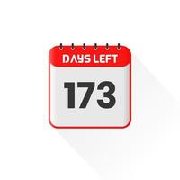 ícone de contagem regressiva 173 dias restantes para promoção de vendas. banner de vendas promocionais faltam 173 dias vetor