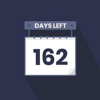 Faltam 162 dias para a contagem regressiva para promoção de vendas. Faltam 162 dias para o banner de vendas promocionais vetor