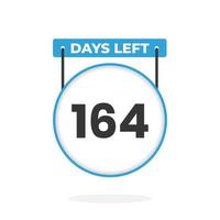 Faltam 164 dias para a contagem regressiva para promoção de vendas. Faltam 164 dias para o banner de vendas promocionais vetor