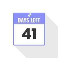 41 dias restantes ícone de vendas de contagem regressiva. Faltam 41 dias para o banner promocional vetor