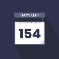 Faltam 154 dias para a contagem regressiva para promoção de vendas. Faltam 154 dias para o banner promocional de vendas vetor