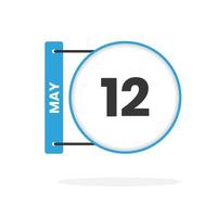 ícone de calendário de 12 de maio. data, ilustração em vetor ícone do calendário do mês