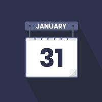 ícone de calendário de 31 de janeiro. 31 de janeiro calendário data mês ícone ilustrador vetorial vetor