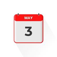 3 de maio ícone de calendário. 3 de maio ilustrador de vetor de ícone de mês de data de calendário