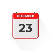 ícone de calendário de 23 de dezembro. 23 de dezembro data do calendário mês ícone ilustrador vetorial vetor