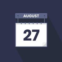 ícone do calendário de 27 de agosto. 27 de agosto calendário data mês ícone ilustrador vetorial vetor