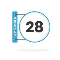 ícone de calendário de 28 de setembro. data, ilustração em vetor ícone do calendário do mês
