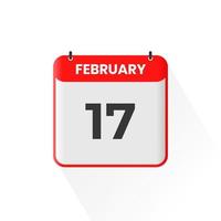 ícone do calendário de 17 de fevereiro. 17 de fevereiro calendário data mês ícone ilustrador vetorial vetor