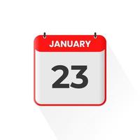 ícone de calendário de 23 de janeiro. 23 de janeiro calendário data mês ícone ilustrador vetorial vetor