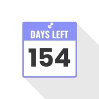 154 dias restantes ícone de vendas de contagem regressiva. Faltam 154 dias para o banner promocional vetor