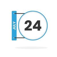 ícone de calendário de 24 de julho. data, ilustração em vetor ícone do calendário do mês