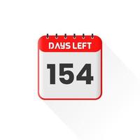 ícone de contagem regressiva 154 dias restantes para promoção de vendas. banner de vendas promocionais faltam 154 dias vetor