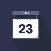 ícone do calendário de 23 de julho. 23 de julho data do calendário mês ícone ilustrador vetorial vetor