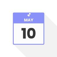 ícone de calendário de 10 de maio. data, ilustração em vetor ícone do calendário do mês