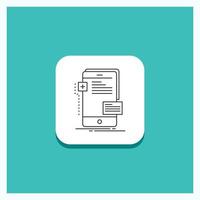botão redondo para frontend. interface. Móvel. telefone. fundo turquesa de ícone de linha de desenvolvedor vetor