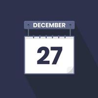 ícone do calendário de 27 de dezembro. 27 de dezembro data do calendário mês ícone ilustrador vetorial vetor