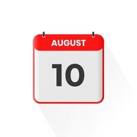 ícone do calendário de 10 de agosto. 10 de agosto calendário data mês ícone ilustrador vetorial vetor