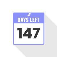 147 dias restantes ícone de vendas de contagem regressiva. Faltam 147 dias para o banner promocional vetor