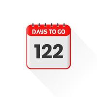 ícone de contagem regressiva 122 dias restantes para promoção de vendas. banner de vendas promocionais faltam 122 dias vetor