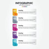 modelo de design infográfico vertical com 5 opções ou etapas. vetor