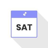 ícone de calendário de sábado para fazer a lista, dia da semana agendar sinal de trabalho para ilustração vetorial de organizador pessoal vetor