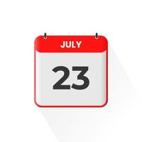 ícone do calendário de 23 de julho. 23 de julho data do calendário mês ícone ilustrador vetorial vetor