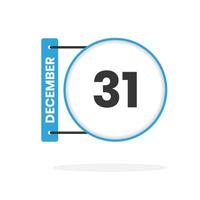 ícone de calendário de 31 de dezembro. data, ilustração em vetor ícone do calendário do mês