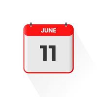 ícone do calendário de 11 de junho. 11 de junho data do calendário mês ícone ilustrador vetorial vetor