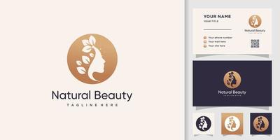 design de logotipo de beleza da natureza com vetor premium de estilo único