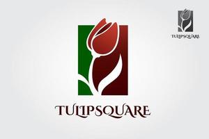 recursos de modelo de logotipo quadrado de tulipa. vetor