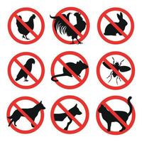 conjunto de sinais de animais proibidos vetor