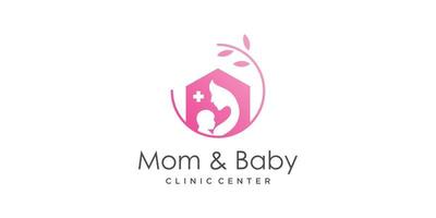 design de logotipo de mãe e bebê com vetor premium de estilo único moderno