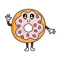 arte de personagem de rosquinha de doodle fofo vetor