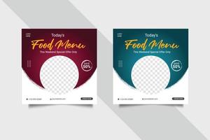 modelo de postagem de mídia social de comida para quadro de banner simples de promoção de alimentos vetor