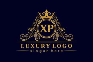 xp letra inicial ouro caligráfico feminino floral mão desenhada monograma heráldico antigo estilo vintage luxo design de logotipo vetor premium