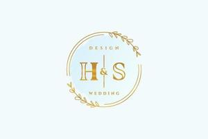 monograma de beleza inicial hs e logotipo de caligrafia de design de logotipo elegante de assinatura inicial, casamento, moda, floral e botânico com modelo criativo. vetor