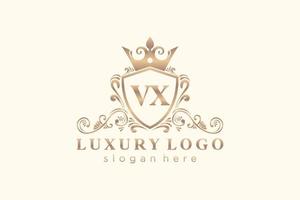 modelo de logotipo de luxo real de letra vx inicial em arte vetorial para restaurante, realeza, boutique, café, hotel, heráldica, joias, moda e outras ilustrações vetoriais. vetor