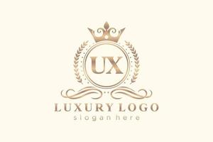 modelo de logotipo de luxo real inicial ux letter em arte vetorial para restaurante, realeza, boutique, café, hotel, heráldica, joias, moda e outras ilustrações vetoriais. vetor