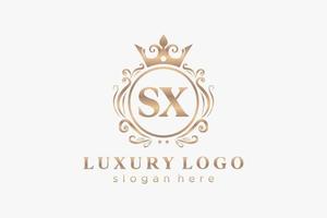 modelo de logotipo de luxo real de letra sx inicial em arte vetorial para restaurante, realeza, boutique, café, hotel, heráldica, joias, moda e outras ilustrações vetoriais. vetor