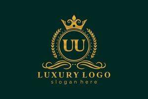 modelo de logotipo de luxo real de letra uu inicial em arte vetorial para restaurante, realeza, boutique, café, hotel, heráldica, joias, moda e outras ilustrações vetoriais. vetor