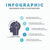 compositor. fones de ouvido. músico. produtor. modelo de infográficos de som para site e apresentação. ícone de glifo cinza com ilustração em vetor estilo infográfico azul.