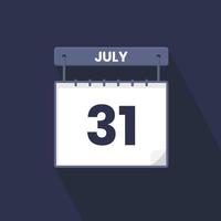 ícone do calendário de 31 de julho. 31 de julho data do calendário mês ícone ilustrador vetorial vetor