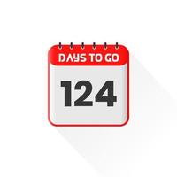ícone de contagem regressiva 124 dias restantes para promoção de vendas. banner de vendas promocionais faltam 124 dias vetor