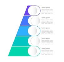 modelo de design de gráfico infográfico de marcos coloridos. infochart abstrato neumórfico com contorno editável. gráficos instrucionais com sequência de 5 passos. apresentação de dados visuais vetor