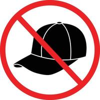 nenhum sinal de proibição de chapéu em fundo branco. nenhum símbolo de tampa. aviso nenhum sinal de chapéu. estilo plano. vetor
