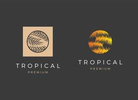 modelo de design de logotipo de folha tropical exótica e luxuosa. vetor