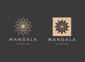 design de logotipo de mandala de ouro premium e luxuoso vetor